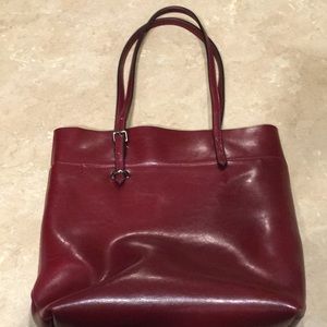Maroon leather tote bag
